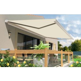 Store banne motorisé avec coffre intégral Arizona T101 - armature blanche - 4 x 3,5m Sunstyl