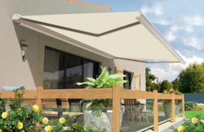 Store banne motorisé avec coffre intégral Arizona T101 - armature blanche - 6 x 3,5m Sunstyl