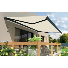 Store banne motorisé avec coffre intégral Arizona T101 - armature grise - 4 x 3,5m Sunstyl