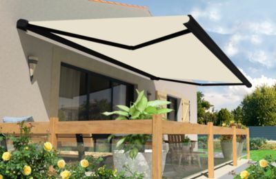 Store banne motorisé avec coffre intégral Arizona T101 - armature noire - 5 x 3,5m Sunstyl