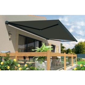 Store banne motorisé avec coffre intégral Arizona T128 - armature grise - 6 x 3,5m Sunstyl