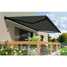 Store banne motorisé avec coffre intégral Arizona T128 - armature noire - 4 x 3,5m Sunstyl