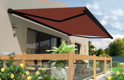 Store banne motorisé avec coffre intégral Arizona T136 - armature noire - 5 x 3,5m Sunstyl