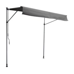Store banne pour balcon CHENE 2 x 1,2m - Toile anthracite et structure grise - HAPPY GARDEN