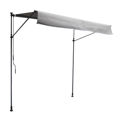 Store banne pour balcon CHENE 2 x 1,2m - Toile grise et structure grise - HAPPY GARDEN