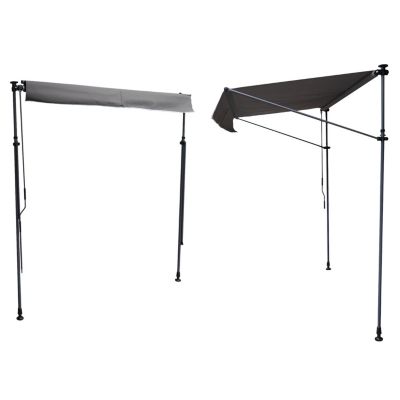 Store banne pour balcon CHENE 3 x 1,2m - Toile anthracite et structure grise - HAPPY GARDEN