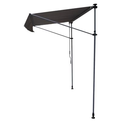 Store banne pour balcon CHENE 3 x 1,2m - Toile anthracite et structure grise - HAPPY GARDEN