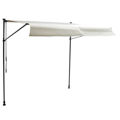 Store banne pour balcon CHENE 3 x 1,2m - Toile beige et structure grise - HAPPY GARDEN