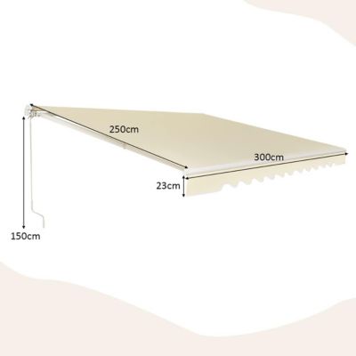 Store Banne Retractable Auvent Abri Manuel en Aluminium et Tissu Resistant aux UV Manivelle Angle Reglable