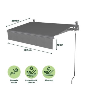 Store banne sans coffre gris 3 x 2,5 m Jagua Klikstrom
