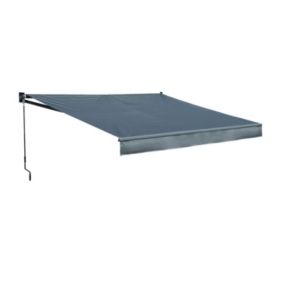 Store banne SAULE 2,5 x 2m - Toile anthracite et structure grise - HAPPY GARDEN
