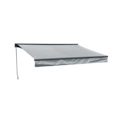 Store banne SAULE 2,95 x 2,5m avec semi-coffre - Toile grise et structure grise - HAPPY GARDEN