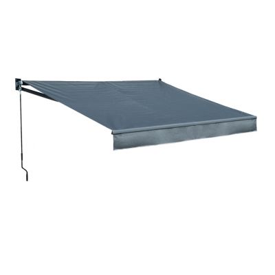 Store banne SAULE 2,95 x 2,5m - Toile anthracite et structure grise - HAPPY GARDEN