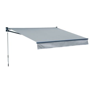 Store banne SAULE 2,95 x 2,5m - Toile grise et structure grise - HAPPY GARDEN