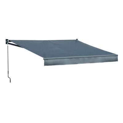Store banne SAULE 3,5 x 3m - Toile anthracite et structure grise - HAPPY GARDEN