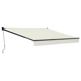 Store banne SAULE 3,5 x 3m - Toile beige et structure grise - HAPPY GARDEN