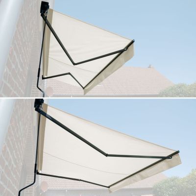 Store banne SAULE 3,5 x 3m - Toile beige et structure grise - HAPPY GARDEN