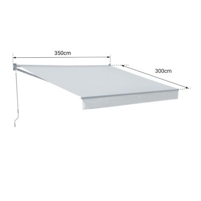 Store banne SAULE 3,5 x 3m - Toile beige et structure grise - HAPPY GARDEN