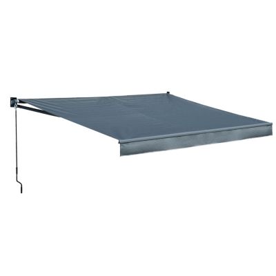 Store banne SAULE 3,95 x 3m - Toile anthracite et structure grise - HAPPY GARDEN