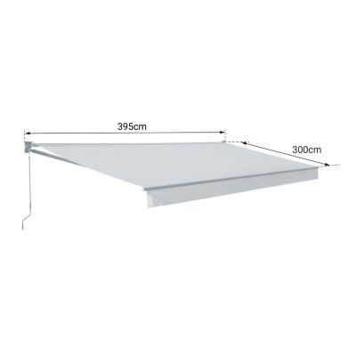 Store banne SAULE 3,95 x 3m - Toile anthracite et structure grise - HAPPY GARDEN