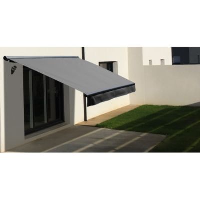 Store banne Semi-coffre COVER 4x3m - Motorisé à télécommande (Gris Anthracite - Motorisé à télécommande secours - Gris Anthracite)