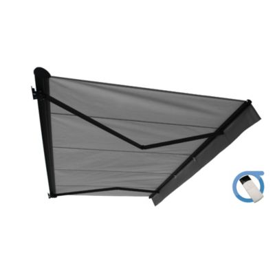 Store banne Semi-coffre COVER 4x3m - Motorisé à télécommande (Gris Anthracite - Motorisé à télécommande secours - Gris Anthracite)