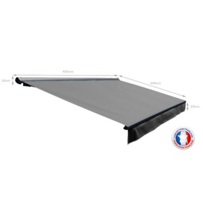 Store banne Semi-coffre COVER 4x3m - Motorisé à télécommande (Gris Anthracite - Motorisé à télécommande secours - Gris Anthracite)