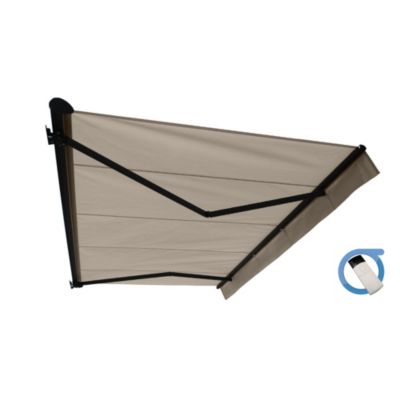 Store banne Semi-coffre COVER 4x3m - Motorisé à télécommande (Gris Anthracite - Motorisé à télécommande secours - Taupe)