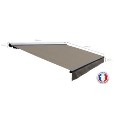 Store banne Semi-coffre COVER 4x3m - Motorisé à télécommande (Gris Anthracite - Motorisé à télécommande secours - Taupe)