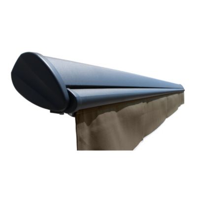 Store banne Semi-coffre COVER 4x3m - Motorisé à télécommande (Gris Anthracite - Motorisé à télécommande secours - Taupe)