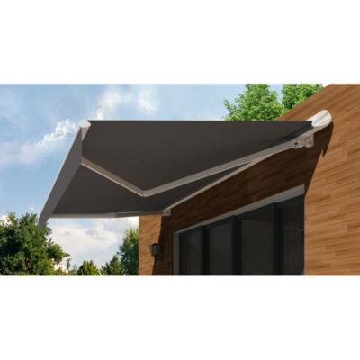 Store banne Semi-coffre COVER 5x3m - Motorisé à télécommande (Blanc - Motorisé à télécommande secours - Gris Anthracite)