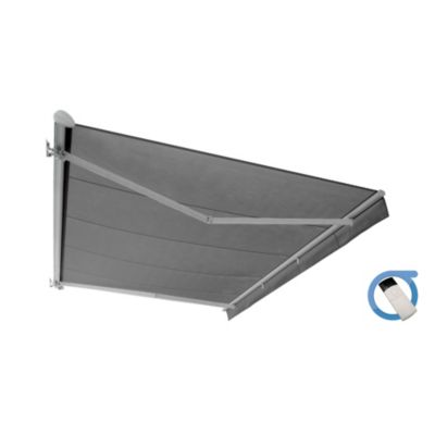Store banne Semi-coffre COVER 5x3m - Motorisé à télécommande (Blanc - Motorisé à télécommande secours - Gris Anthracite)