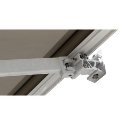 Store banne Semi-coffre COVER 5x3m - Motorisé à télécommande (Blanc - Motorisé à télécommande secours - Taupe)