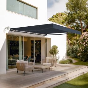 Store banne semi-coffre motorisé FAZZIO 4x3m Gris