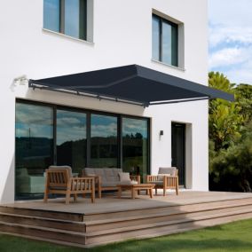 Store banne semi-coffre motorisé FAZZIO 5x3m Gris