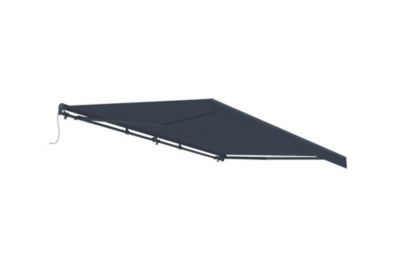 Store banne semi-coffre motorisé FAZZIO 5x3m - Toile premium 320g/m2 Gris