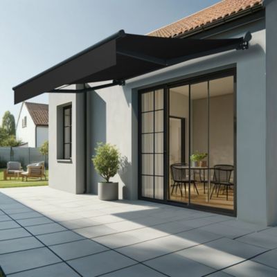 Store banne semi-coffre SARARI 3,00x2,00m (Manuelle - Noir - Gris anthracite)