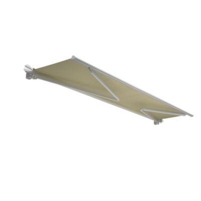 Store banne semi-coffre SARARI 5,00x3,00m (Motorisé à interrupteur + manœuvre de secours - Ecru - Blanc)