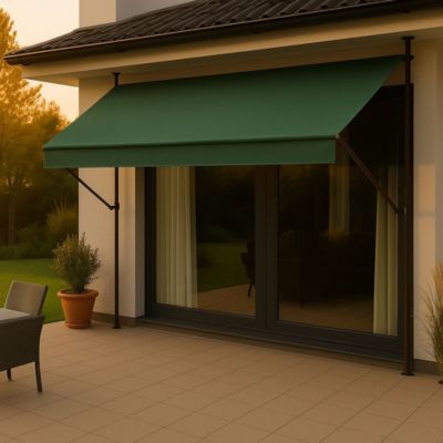 Store banne Style avec manivelle - pour la protection solaire - montage sans perçage ni chevilles - 400 cm, vert