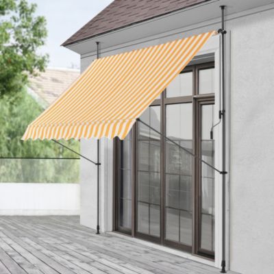 Store Banne Téléscopique Acier Polyester 200 x 120 x 220-309 cm Jaune Blanc pro.tec