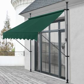 Store Banne Téléscopique Acier Polyester 350 x 120 x 220-309 cm Vert Foncé pro.tec