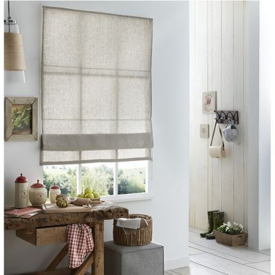 Store Bateau Semi-Transparent Taupe 45x140 Cm - Montage Sans Perçage Crochet Inox - Rideau Fenêtre Filtre Lumière Douce