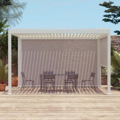 Store blanc pour pergola bioclimatique   Triomphe   3x4 m. aluminium et textilène
