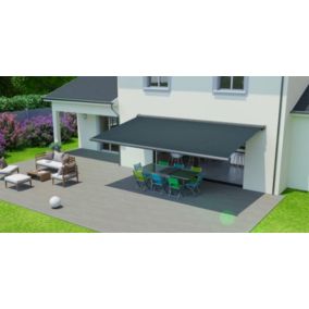 Store de terrasse coffre intégral Techsun gris cendré 6 x 3,50 m