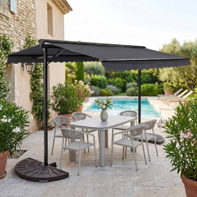 Store double pente 3 x 4m et 4 dalles lestées anthracite  Oviala