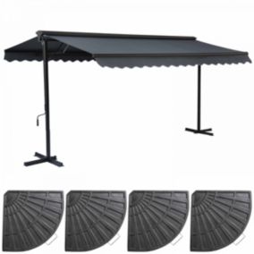 Store double pente 3 x 4m et 4 dalles lestées anthracite  Oviala