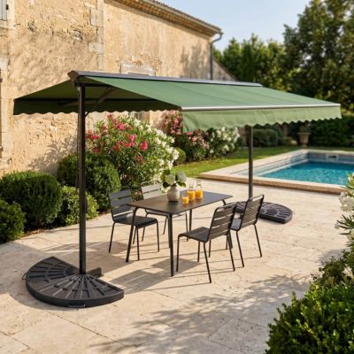 Store double pente 3 x 4m et 4 dalles lestées vert cactus   Oviala