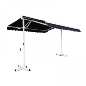 Store double pente avec coffre 3 x 4 m en aluminium bleu marine