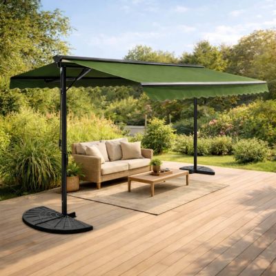 Store double pente avec coffre 3 x 4 m en aluminium vert cactus  Oviala