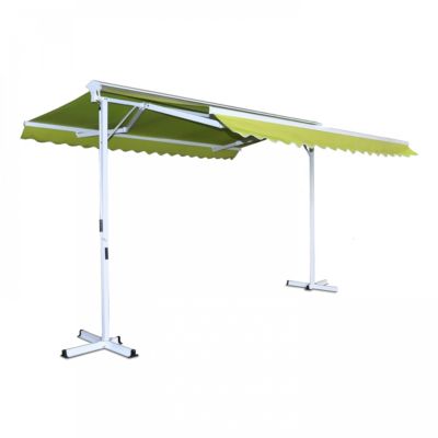 Store double pente avec coffre 3 x 4 m en aluminium vert